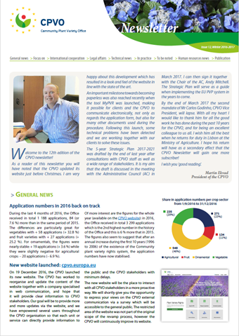 CPVO Newsletter #12 cover page