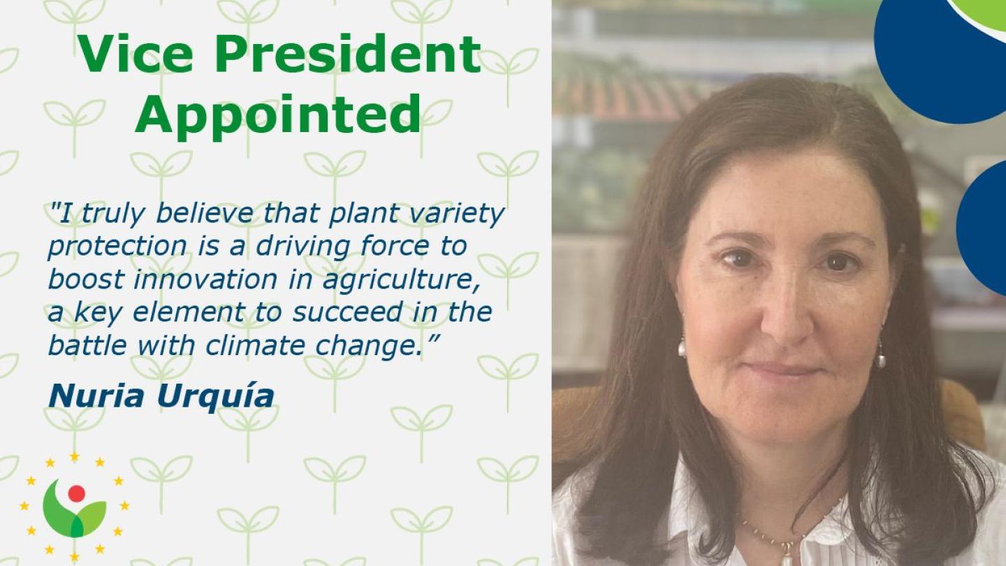 A graphic announcing the appointment of the new Vice President at the CPVO.